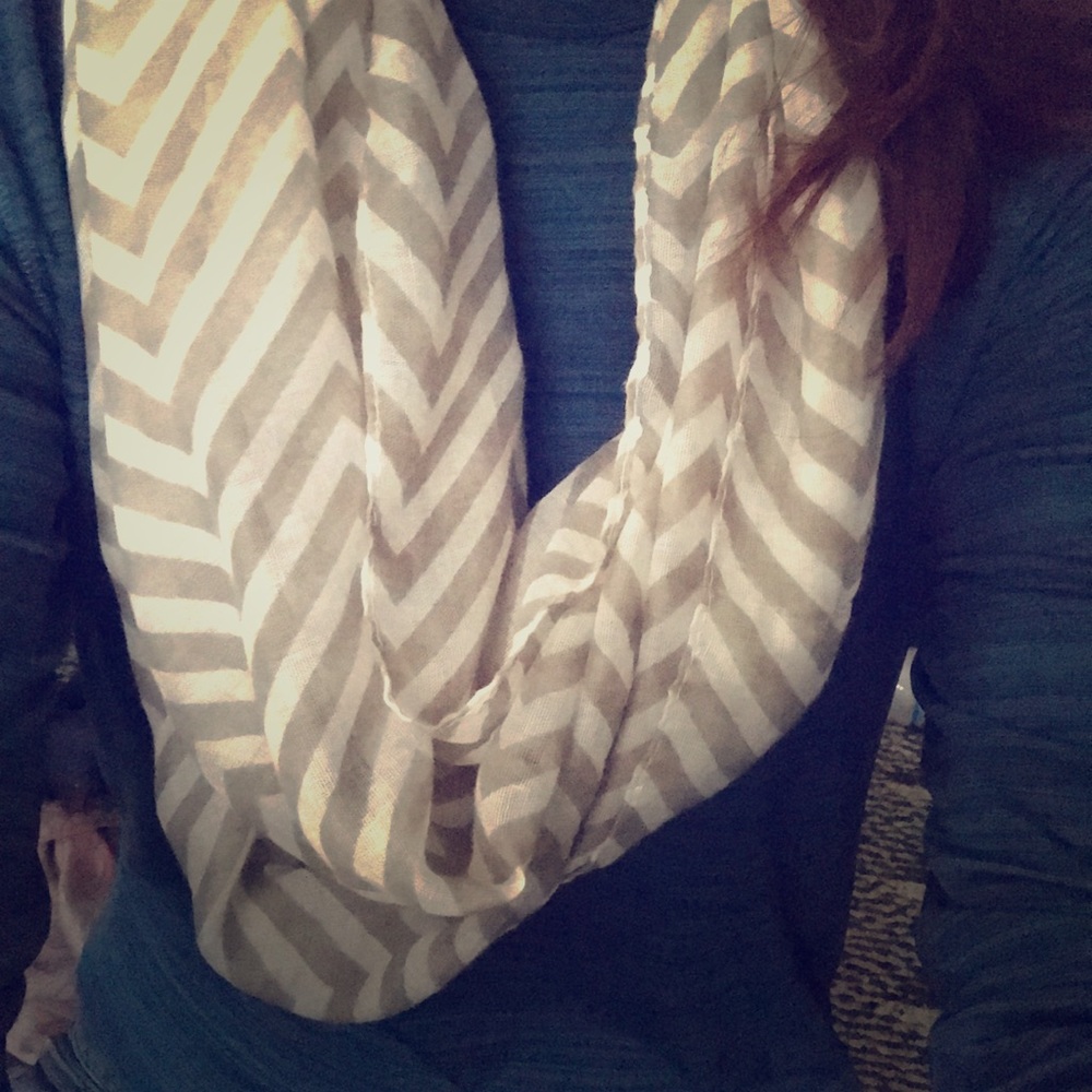Crean and brown infinity scarf